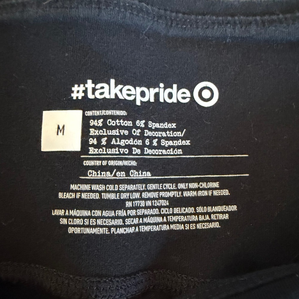 Target Take Pride Rainbow Stripe Bike Shorts Black Womens Medium Cotton Spandex